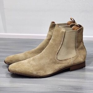 Aldo Mens Chelsea Boots Slip on Ankle Boot Suede Leather Sand Beige Size 11